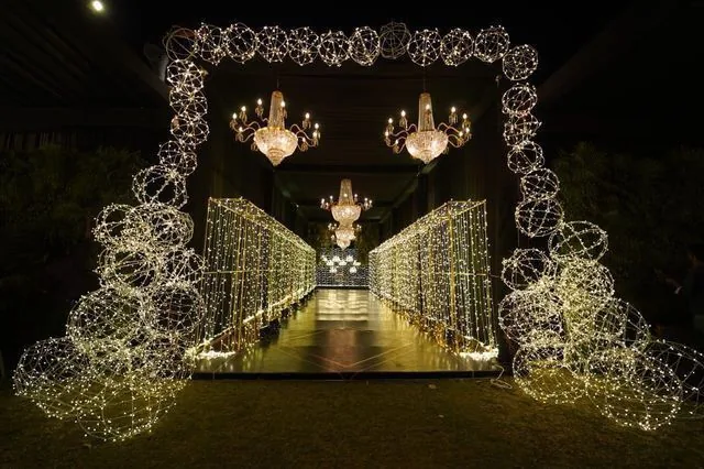 Luxury Lighting Entrance by Sanjeevya Events