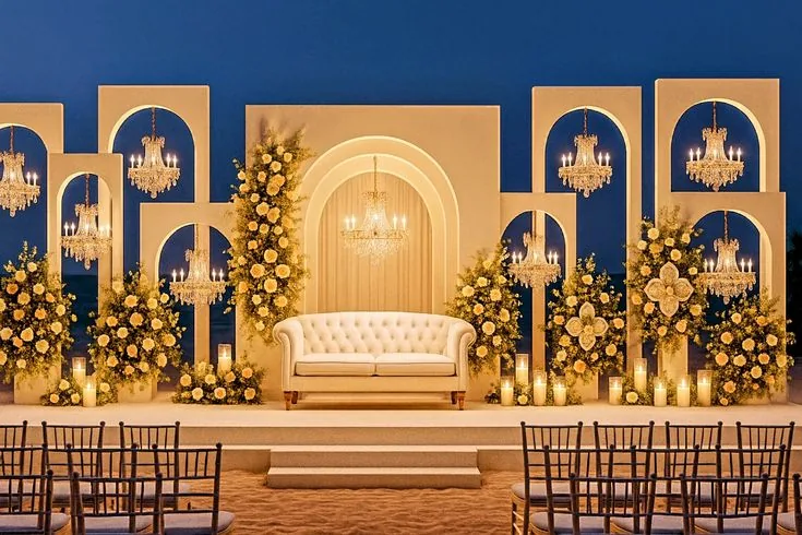 Modern Gold Stage by Sanjeevya Events