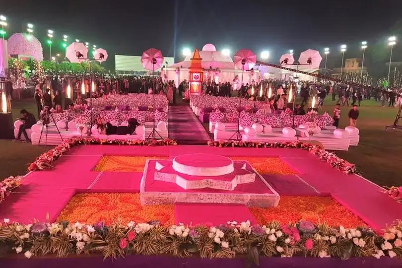 Pink Wedding Setup by Sanjeevya Events
